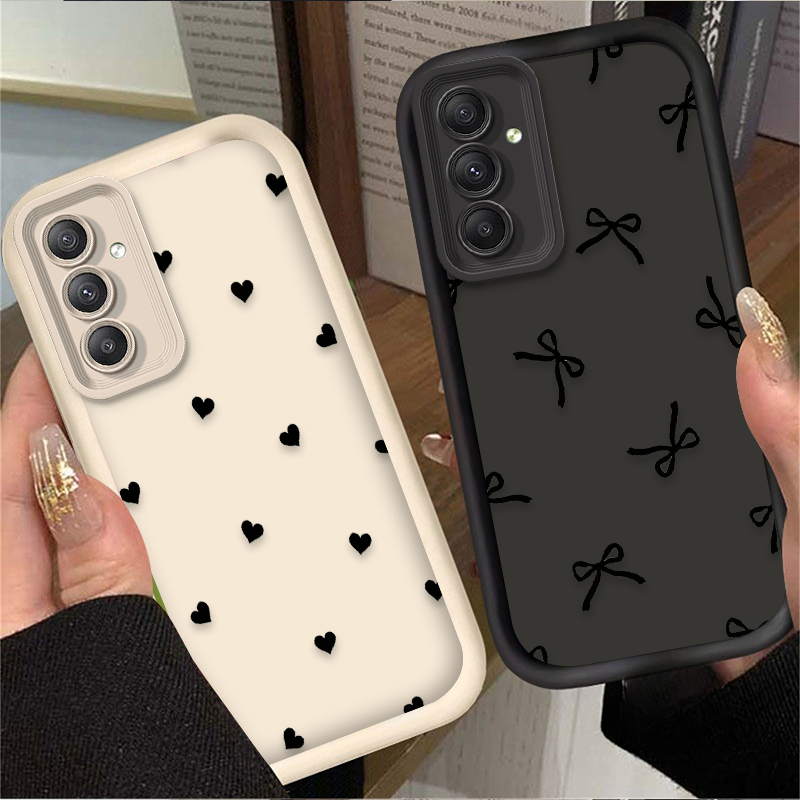 Phone Cases Samsung - Черный чехол с сердечками и бантиками
