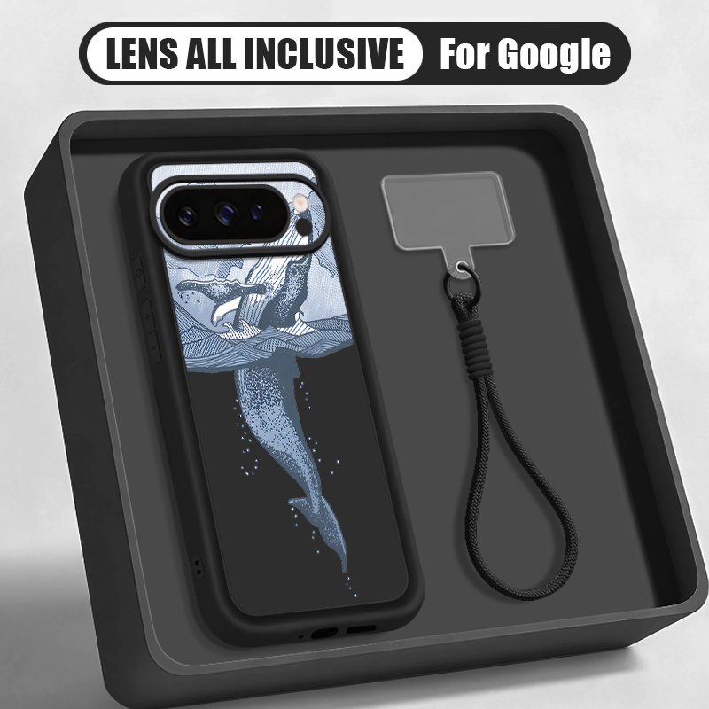 Phone Cases Google Pixel 10 - Чехол-ремешок с принтом китов-горбатиков для Google