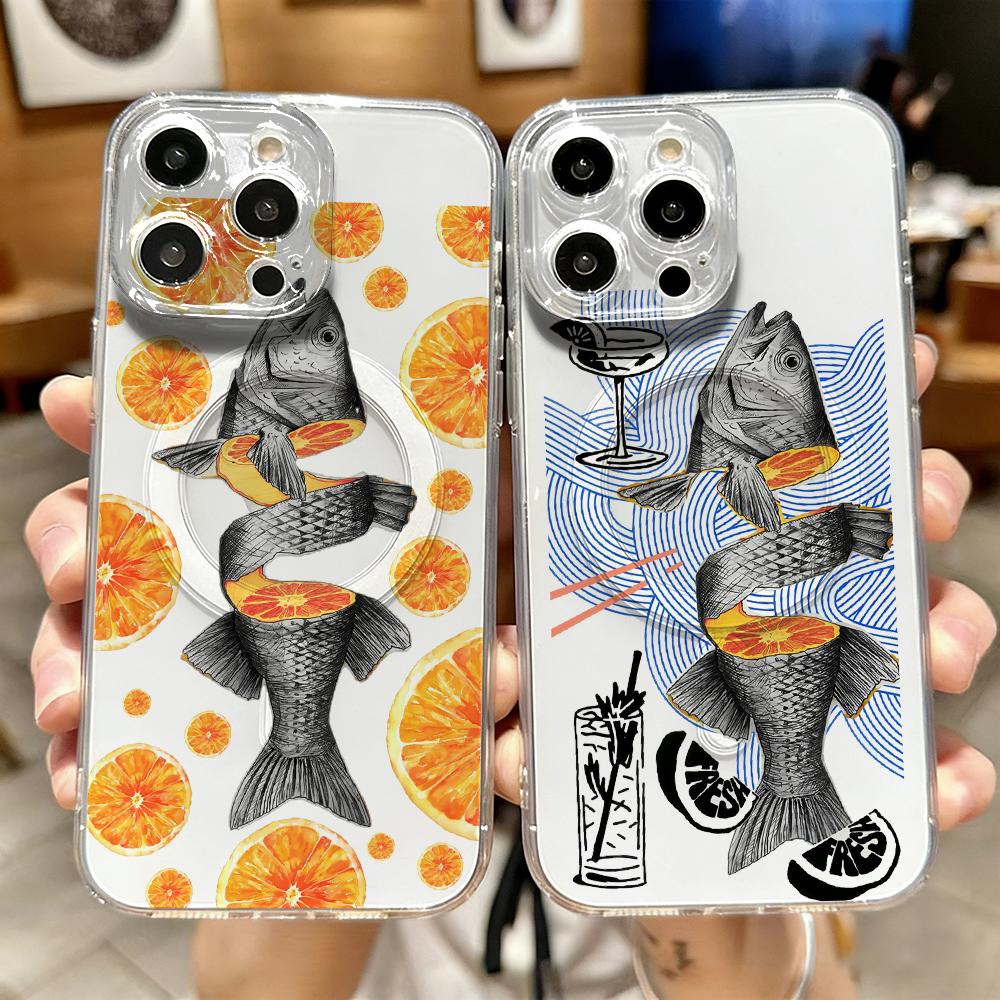 Phone Cases Orange - Прозрачный магнитный чехол Orange Tide Fish