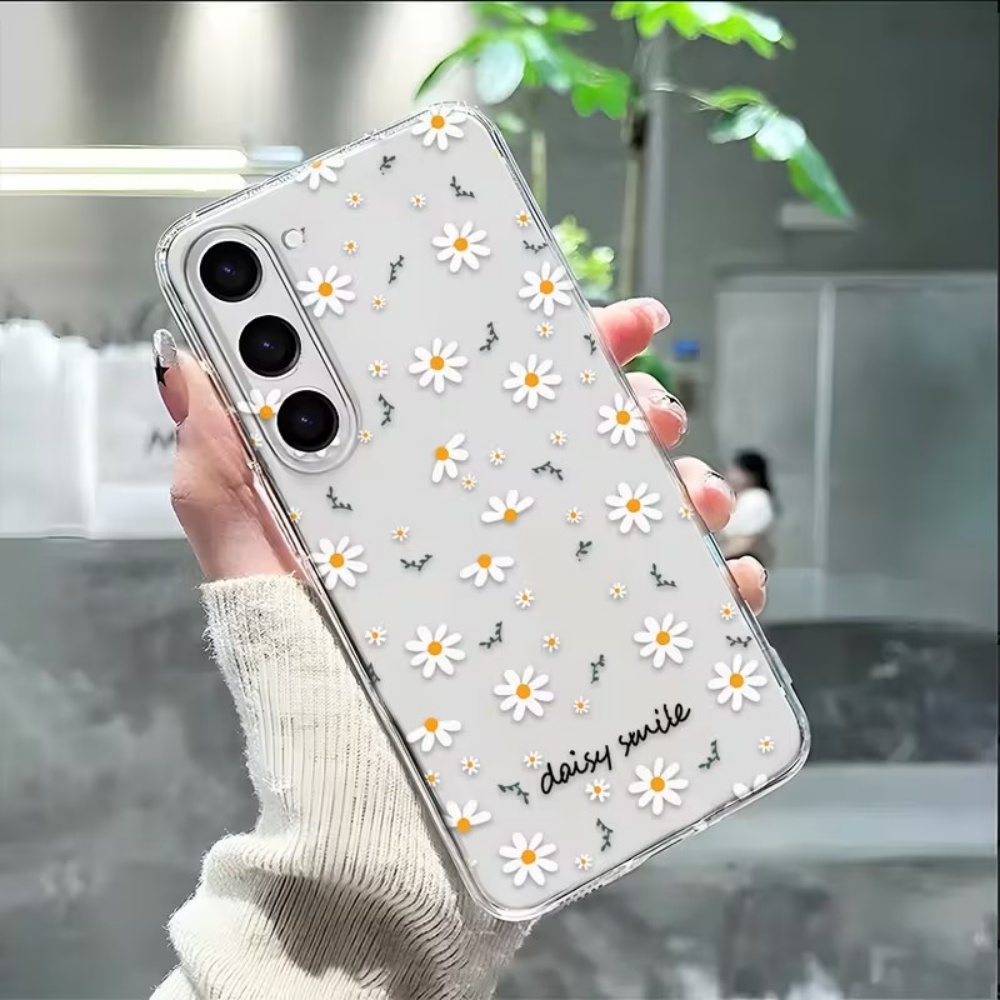 Phone Cases Yellow - Желто-белый силиконовый чехол с цветами ромашек